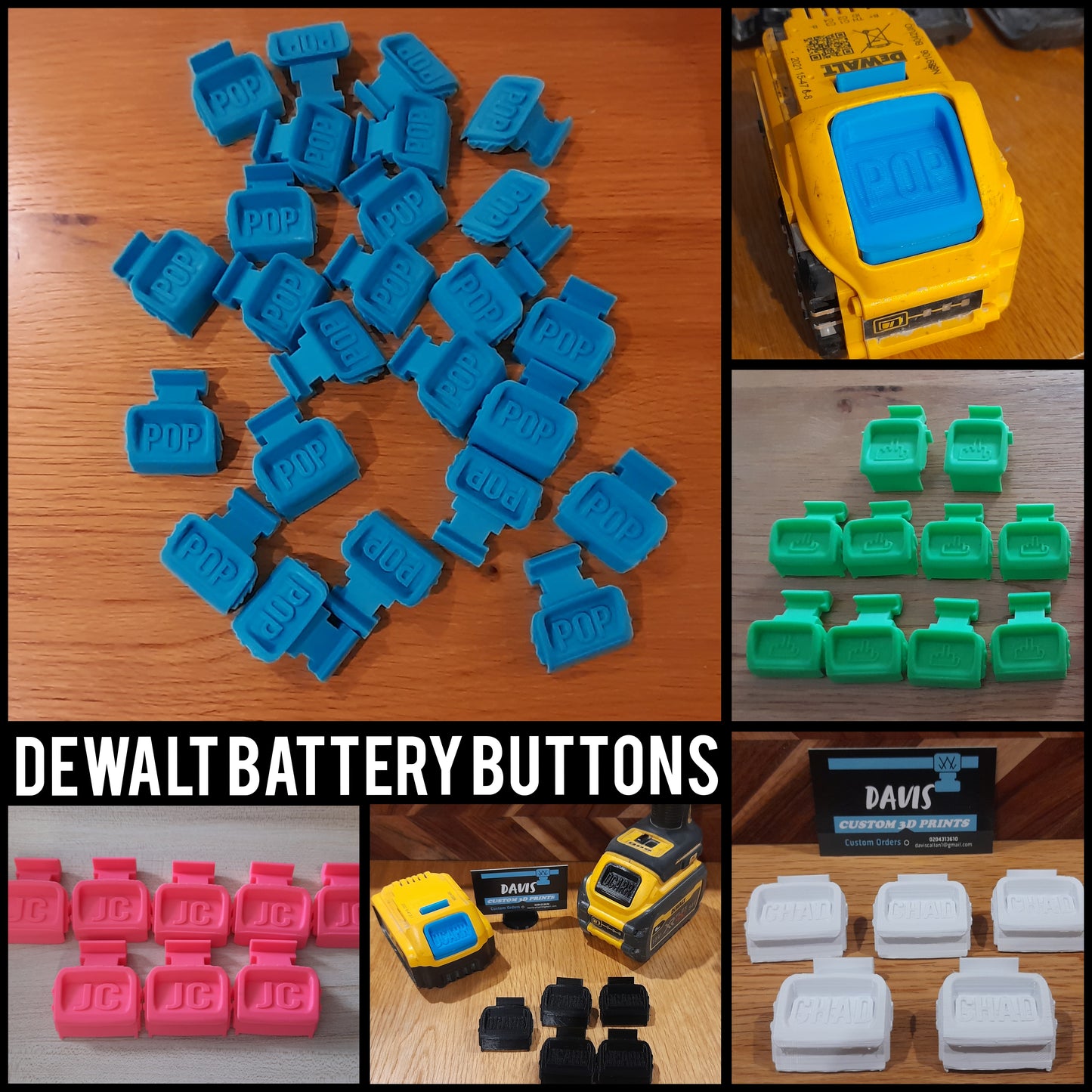 DeWalt Personalised Battery Release Buttons