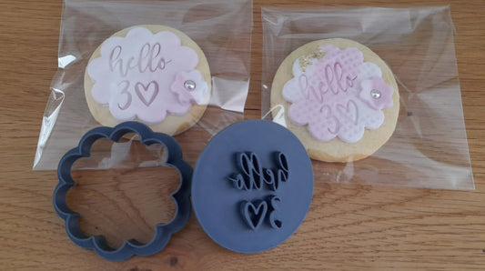 Hello 30 Cookie Cutter and Stamp