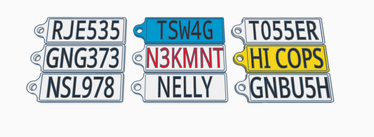 Personalised License Number Plate - Keychains